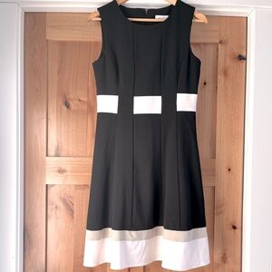 Calvin Klein Colorblock Dress Sleeveless Black White